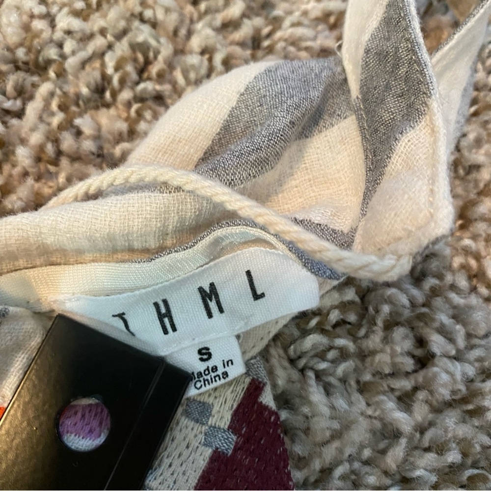 THML Anthropologie Embroidered Midi Dress Size Small Tassels - Picture 9 of 16